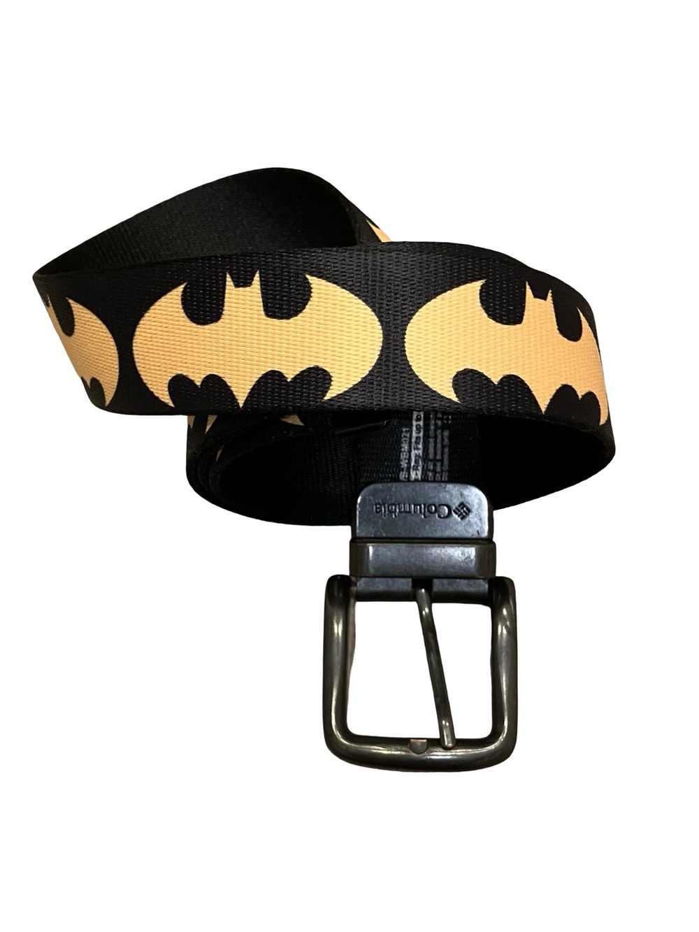 Batman Bat Signal Belt Black Yellow w/Columbia Sportwear Buckle READ
